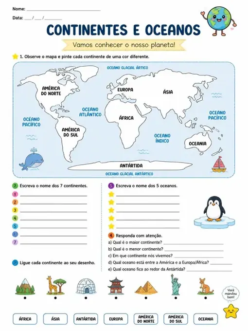 Amostra de atividade de Geografia - 3º ano