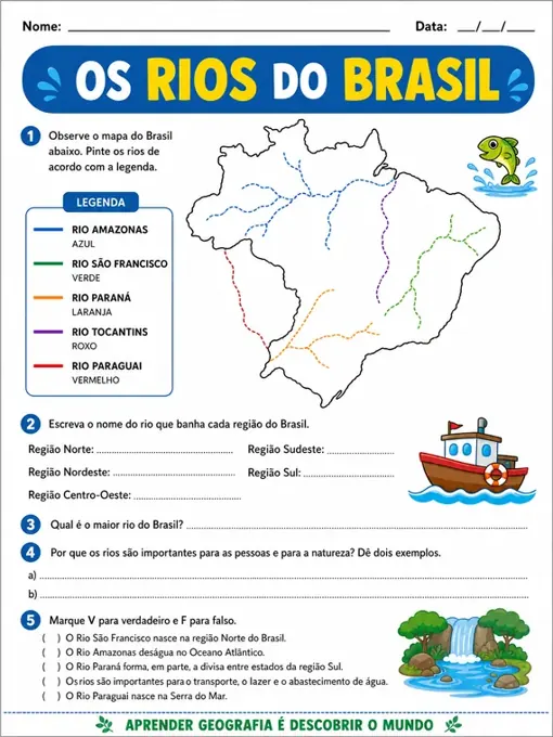 Amostra de atividade de Geografia - 6º ano